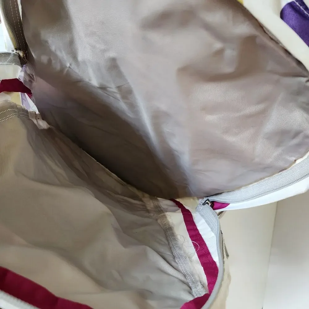 Y2K Jansport White Polka Dot Backpack Pink Purple Gold School Book Bag Large